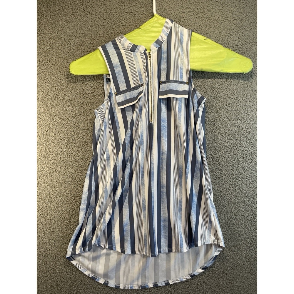 Fyve Shirt Sleeveless Women's Large. Striped   Blouse‎ Rayon Polyester Casual